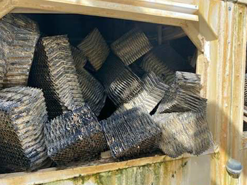 Collapsed elements of a cooling tower
